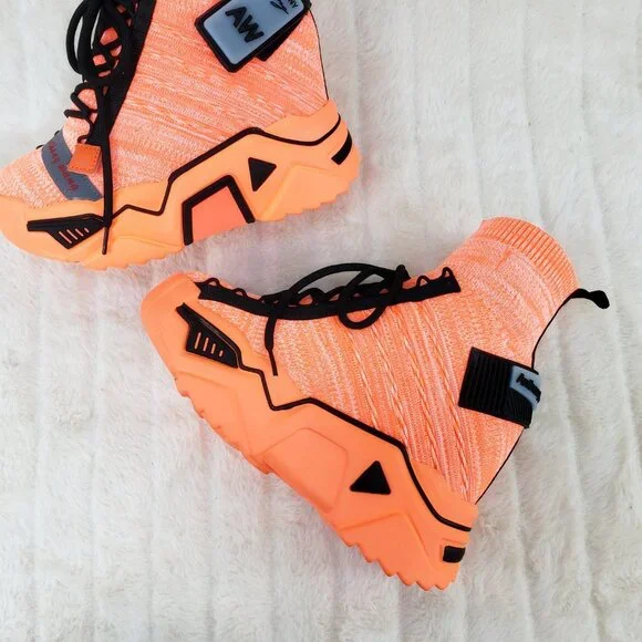 Wang Damson Pull On Platform Hidden Wedge Sock Sneakers Orange 🍊 NIB - Picture 12 of 13